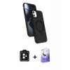 MARSİLYAN™- iPhone 11 Kılıf İz Işık Koleksiyonu - Siyah Bilvis 5in1 5D Magic Hayalet Cam Ekran Koruyucu + PVD Metal Kamera Lens - SH