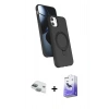 MARSİLYAN™- iPhone 11 Kılıf İz Işık Koleksiyonu - Siyah Bilvis 5in1 5D Magic Hayalet Cam Ekran Koruyucu + Pers Alüminyum Kamera Lens - YL
