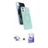 MARSİLYAN™- iPhone 11 Kılıf İz Işık Koleksiyonu - Siyah Bilvis 5in1 5D Magic Hayalet Cam Ekran Koruyucu + Pers Alüminyum Kamera Lens - GI