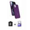MARSİLYAN™- iPhone 11 Kılıf İz Işık Koleksiyonu - Siyah Bilvis 5in1 5D Magic Hayalet Cam Ekran Koruyucu + PVD Metal Kamera Lens - SH