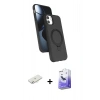 MARSİLYAN™- iPhone 11 Kılıf İz Işık Koleksiyonu - Siyah Bilvis 5in1 5D Magic Hayalet Cam Ekran Koruyucu + Renkli Kamera Lens Koruma Cam - SI