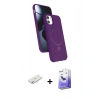 MARSİLYAN™- iPhone 11 Kılıf İz Işık Koleksiyonu - Siyah Bilvis 5in1 5D Magic Hayalet Cam Ekran Koruyucu + Renkli Kamera Lens Koruma Cam - SI