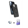 MARSİLYAN™- iPhone 11 Kılıf İz Işık Koleksiyonu - Siyah Bilvis 5in1 5D Magic Hayalet Cam Ekran Koruyucu + Pers Alüminyum Kamera Lens - GI
