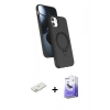 MARSİLYAN™- iPhone 11 Kılıf İz Işık Koleksiyonu - Siyah Bilvis 5in1 5D Magic Hayalet Cam Ekran Koruyucu + Renkli Kamera Lens Koruma Cam - TU
