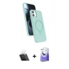MARSİLYAN™- iPhone 11 Kılıf İz Işık Koleksiyonu - Siyah Bilvis 5in1 5D Magic Hayalet Cam Ekran Koruyucu + Kamera Lens Koruma Cam - SF