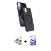 MARSİLYAN™- iPhone 11 Kılıf İz Işık Koleksiyonu - Siyah Bilvis 5in1 5D Magic Hayalet Cam Ekran Koruyucu + Raze Metal Kamera Lens - GS