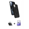 MARSİLYAN™- iPhone 11 Kılıf İz Işık Koleksiyonu - Siyah Bilvis 5in1 5D Magic Hayalet Cam Ekran Koruyucu + Kamera Lens Koruma Cam - SF