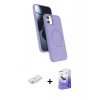 MARSİLYAN™- iPhone 11 Kılıf İz Işık Koleksiyonu - Siyah Bilvis 5in1 5D Magic Hayalet Cam Ekran Koruyucu + Renkli Kamera Lens Koruma Cam - SI