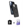MARSİLYAN™- iPhone 11 Kılıf İz Işık Koleksiyonu - Siyah Bilvis 5in1 5D Magic Hayalet Cam Ekran Koruyucu + PVD Metal Kamera Lens - TU