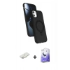 MARSİLYAN™- iPhone 11 Kılıf İz Işık Koleksiyonu - Siyah Bilvis 5in1 5D Magic Hayalet Cam Ekran Koruyucu + Renkli Kamera Lens Koruma Cam - SI