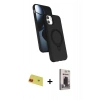 MARSİLYAN™- iPhone 11 Kılıf İz Işık Koleksiyonu - Siyah Bilvis Hayalet Cam Ekran Koruyucu + Rainbow Kamera Lens Koruma Cam - KI