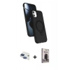 MARSİLYAN™- iPhone 11 Kılıf İz Işık Koleksiyonu - Siyah Bilvis Hayalet Cam Ekran Koruyucu + Pers Alüminyum Kamera Lens - LT