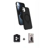 MARSİLYAN™- iPhone 11 Kılıf İz Işık Koleksiyonu - Siyah Bilvis Hayalet Cam Ekran Koruyucu + PVD Metal Kamera Lens - YL