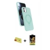 MARSİLYAN™- iPhone 11 Kılıf İz Işık Koleksiyonu - Siyah Buffer Cam Ekran Koruyucu + Kırmızı Rainbow Kamera Lens Koruma Cam