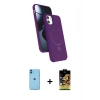 MARSİLYAN™- iPhone 11 Kılıf İz Işık Koleksiyonu - Siyah Buffer Cam Ekran Koruyucu + Neon Fosforlu Kamera Lens - MI