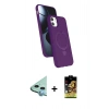 MARSİLYAN™- iPhone 11 Kılıf İz Işık Koleksiyonu - Siyah Buffer Cam Ekran Koruyucu + Raze Metal Kamera Lens - MI