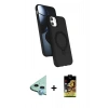 MARSİLYAN™- iPhone 11 Kılıf İz Işık Koleksiyonu - Siyah Buffer Cam Ekran Koruyucu + Raze Metal Kamera Lens - MI