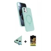MARSİLYAN™- iPhone 11 Kılıf İz Işık Koleksiyonu - Siyah Buffer Cam Ekran Koruyucu + Raze Metal Kamera Lens - MI