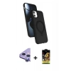MARSİLYAN™- iPhone 11 Kılıf İz Işık Koleksiyonu - Siyah Buffer Cam Ekran Koruyucu + Raze Metal Kamera Lens - MR