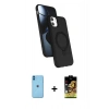 MARSİLYAN™- iPhone 11 Kılıf İz Işık Koleksiyonu - Siyah Buffer Cam Ekran Koruyucu + Neon Fosforlu Kamera Lens - MI