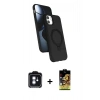 MARSİLYAN™- iPhone 11 Kılıf İz Işık Koleksiyonu - Siyah Buffer Cam Ekran Koruyucu + PVD Metal Kamera Lens - MI