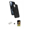 MARSİLYAN™- iPhone 11 Kılıf İz Işık Koleksiyonu - Siyah Buffer Cam Ekran Koruyucu + Renkli Kamera Lens Koruma Cam - PE