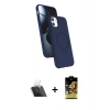 MARSİLYAN™- iPhone 11 Kılıf İz Işık Koleksiyonu - Siyah Buffer Cam Ekran Koruyucu + Şeffaf Kamera Lens Koruma Cam