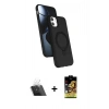 MARSİLYAN™- iPhone 11 Kılıf İz Işık Koleksiyonu - Siyah Buffer Cam Ekran Koruyucu + Şeffaf Kamera Lens Koruma Cam
