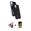 MARSİLYAN™- iPhone 11 Kılıf İz Işık Koleksiyonu - Siyah Buffer Cam Ekran Koruyucu + Siyah Raze Metal Kamera Lens