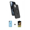 MARSİLYAN™- iPhone 11 Kılıf İz Işık Koleksiyonu - Siyah Buffer Cam Ekran Koruyucu + Turuncu Neon Fosforlu Kamera Lens