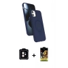 MARSİLYAN™- iPhone 11 Kılıf İz Işık Koleksiyonu - Siyah Buffer Cam Ekran Koruyucu + PVD Metal Kamera Lens - TU