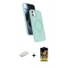 MARSİLYAN™- iPhone 11 Kılıf İz Işık Koleksiyonu - Siyah Buffer Cam Ekran Koruyucu + Renkli Kamera Lens Koruma Cam - YL