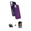 MARSİLYAN™- iPhone 11 Kılıf İz Işık Koleksiyonu - Siyah Buffer Hayalet Cam Ekran Koruyucu + Kamera Lens Koruma Cam - SF