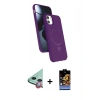 MARSİLYAN™- iPhone 11 Kılıf İz Işık Koleksiyonu - Siyah Buffer Hayalet Cam Ekran Koruyucu + Raze Metal Kamera Lens - KI