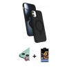 MARSİLYAN™- iPhone 11 Kılıf İz Işık Koleksiyonu - Siyah Buffer Hayalet Cam Ekran Koruyucu + Raze Metal Kamera Lens - KI