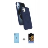 MARSİLYAN™- iPhone 11 Kılıf İz Işık Koleksiyonu - Siyah Buffer Hayalet Cam Ekran Koruyucu + Mavi Neon Fosforlu Kamera Lens