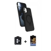 MARSİLYAN™- iPhone 11 Kılıf İz Işık Koleksiyonu - Siyah Buffer Hayalet Cam Ekran Koruyucu + PVD Metal Kamera Lens - MI