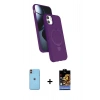 MARSİLYAN™- iPhone 11 Kılıf İz Işık Koleksiyonu - Siyah Buffer Hayalet Cam Ekran Koruyucu + Neon Fosforlu Kamera Lens - TU