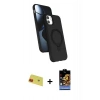 MARSİLYAN™- iPhone 11 Kılıf İz Işık Koleksiyonu - Siyah Buffer Hayalet Cam Ekran Koruyucu + Rainbow Kamera Lens Koruma Cam - KI