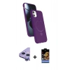 MARSİLYAN™- iPhone 11 Kılıf İz Işık Koleksiyonu - Siyah Buffer Hayalet Cam Ekran Koruyucu + Raze Metal Kamera Lens - MR