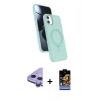 MARSİLYAN™- iPhone 11 Kılıf İz Işık Koleksiyonu - Siyah Buffer Hayalet Cam Ekran Koruyucu + Raze Metal Kamera Lens - MR