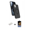 MARSİLYAN™- iPhone 11 Kılıf İz Işık Koleksiyonu - Siyah Buffer Hayalet Cam Ekran Koruyucu + Renkli Kamera Lens Koruma Cam - PE