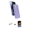 MARSİLYAN™- iPhone 11 Kılıf İz Işık Koleksiyonu - Siyah Buffer Hayalet Cam Ekran Koruyucu + Renkli Kamera Lens Koruma Cam - SI