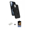 MARSİLYAN™- iPhone 11 Kılıf İz Işık Koleksiyonu - Siyah Buffer Hayalet Cam Ekran Koruyucu + Renkli Kamera Lens Koruma Cam - SI