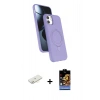 MARSİLYAN™- iPhone 11 Kılıf İz Işık Koleksiyonu - Siyah Buffer Hayalet Cam Ekran Koruyucu + Renkli Kamera Lens Koruma Cam - SI