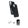 MARSİLYAN™- iPhone 11 Kılıf İz Işık Koleksiyonu - Siyah Buffer Hayalet Cam Ekran Koruyucu + Renkli Kamera Lens Koruma Cam - SI