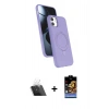 MARSİLYAN™- iPhone 11 Kılıf İz Işık Koleksiyonu - Siyah Buffer Hayalet Cam Ekran Koruyucu + Şeffaf Kamera Lens Koruma Cam