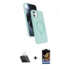 MARSİLYAN™- iPhone 11 Kılıf İz Işık Koleksiyonu - Siyah Buffer Hayalet Cam Ekran Koruyucu + Şeffaf Kamera Lens Koruma Cam