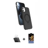 MARSİLYAN™- iPhone 11 Kılıf İz Işık Koleksiyonu - Siyah Buffer Hayalet Cam Ekran Koruyucu + Şeffaf Kamera Lens Koruma Cam
