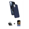 MARSİLYAN™- iPhone 11 Kılıf İz Işık Koleksiyonu - Siyah Buffer Hayalet Cam Ekran Koruyucu + Şeffaf Kamera Lens Koruma Cam